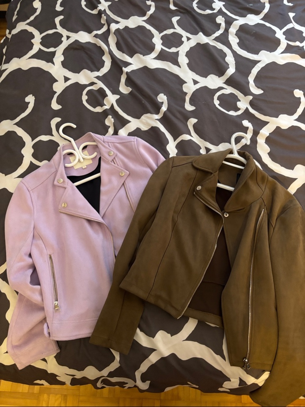 Women’s Moto Jacket in Lavender and Brown - Stylish Zip Front